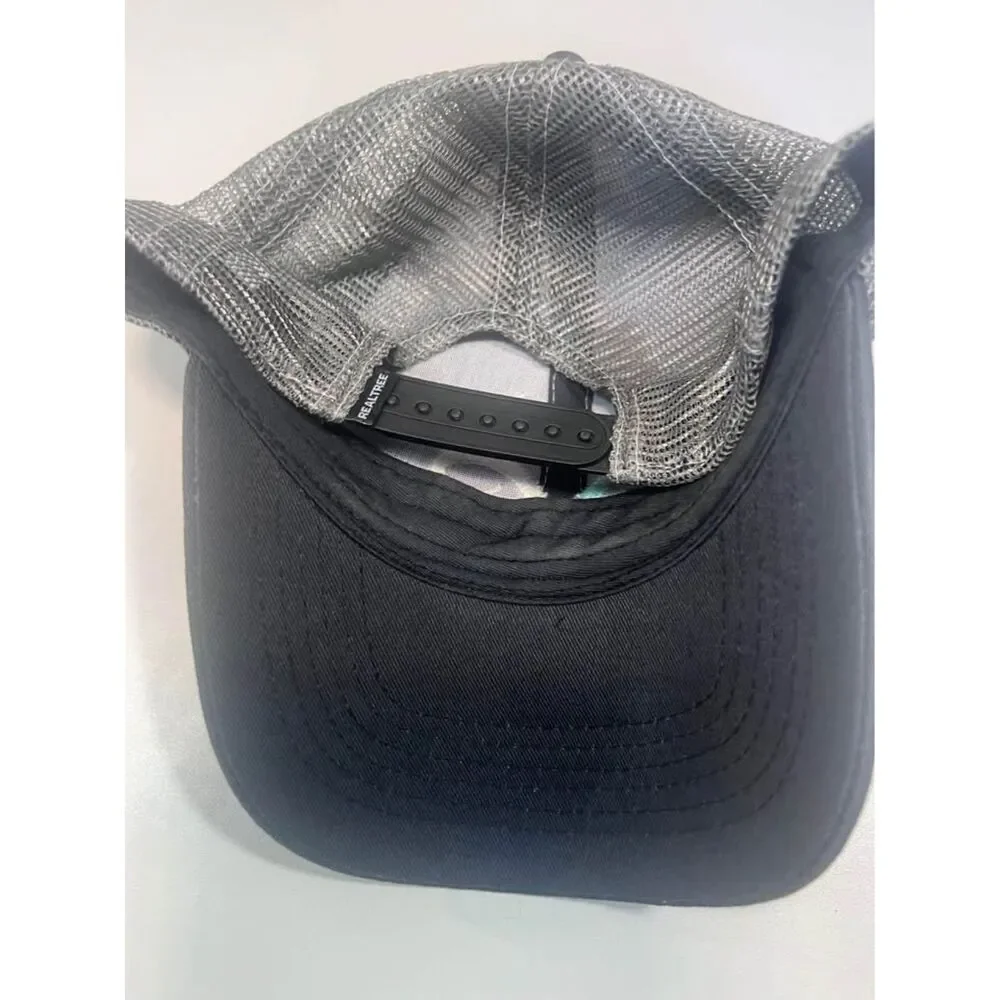 Realtree Outfitters adjustable Trucker Hat~Grey Hat with Teal and white logo